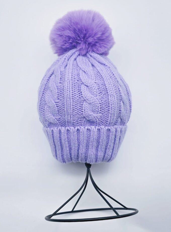 Detachable Faux Fur Pompom Hat