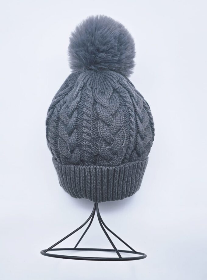 Detachable Faux Fur Pompom Hat