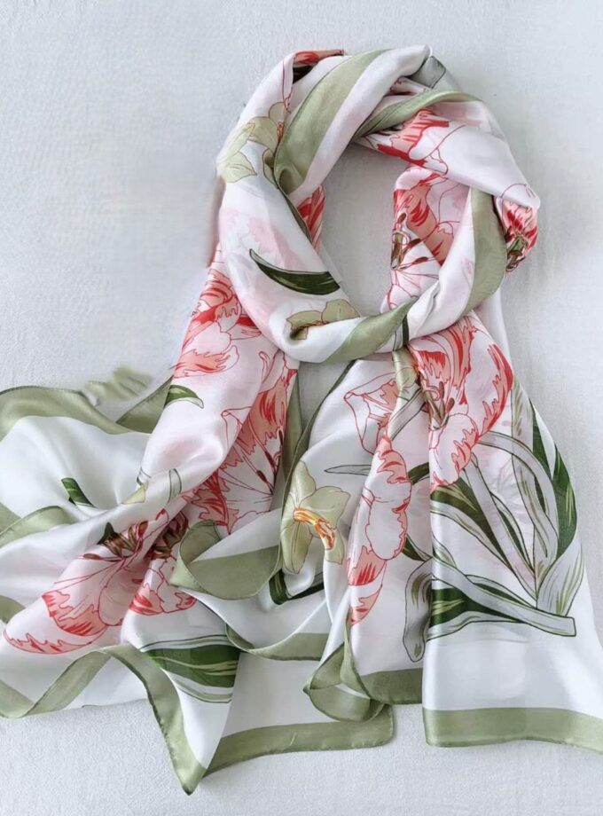 Floral pattern silky scarves