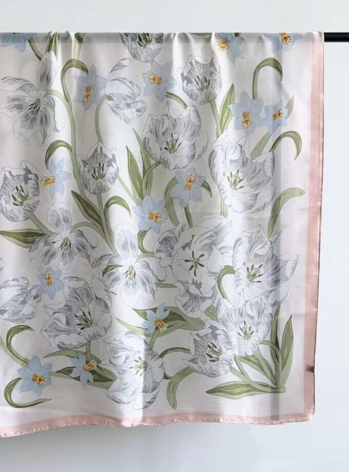 Floral pattern silky scarves