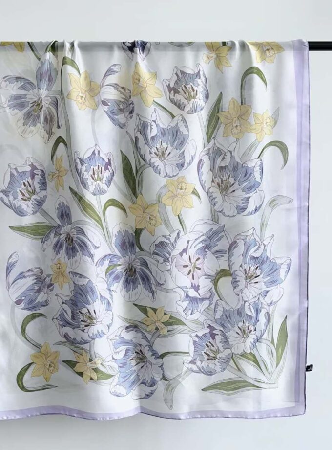 Floral pattern silky scarves